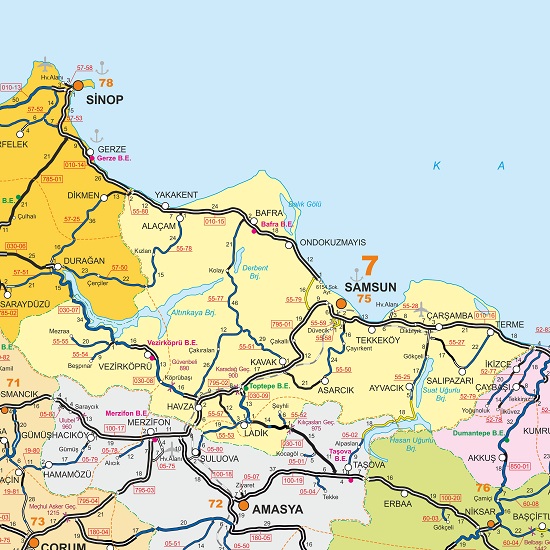 Samsun Karayolu Ağı Haritası