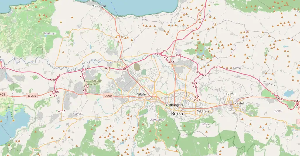 Bursa şehir haritası - Nilüfer, Osmangazi, Yıldırım