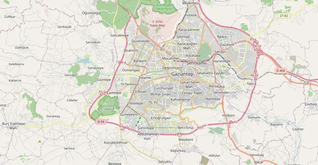 Gaziantep şehir haritası - Şehitkamil, Şahinbey