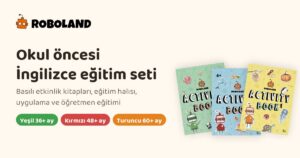 Roboland okul öncesi İngilizce eğitim seti: Yeşil, Kırmızı ve Turuncu seviye etkinlik kitapları